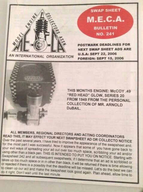 MECA Bulletin Magazine McCoy .49 Glow No.241 September 22, 2006 041817nonrh