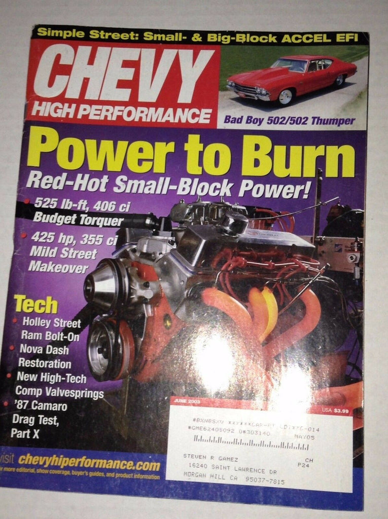 Chevy High Performance Magazine Power To Burn June 2003 030717NONRH