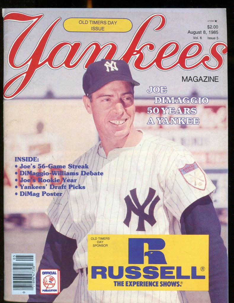 Yankees Magazine August 8 1985 Joe Dimaggio EX No ML 013117jhe