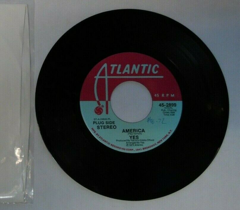 Yes America 45 RPM #2899 Mono 1972 022920LLE45