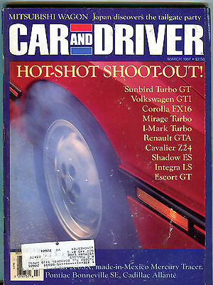 Car and Driver Magazine March 1987 Sunbird Turbo GT Escort GT VGEX 012616jhe
