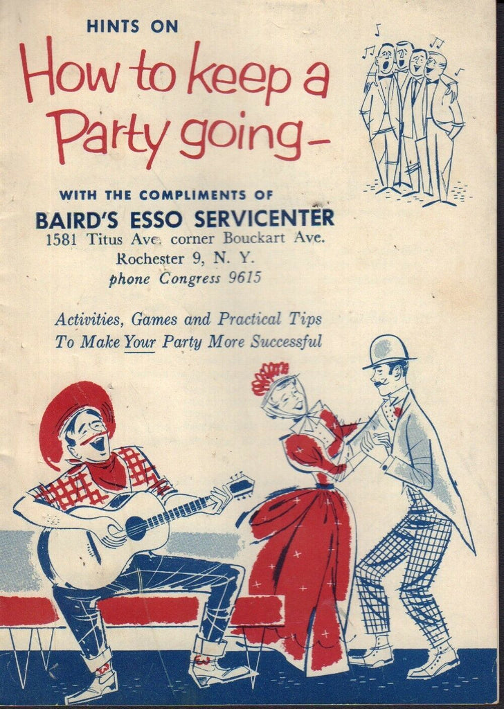 Vintage How To Keep A Party Going Booklet Baird's Esso Servicenter jhc