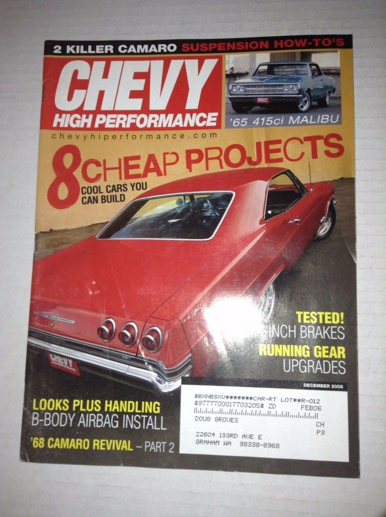 Chevy High Performance Magazine 8 Cheap Projects December 2005 031317NONRH