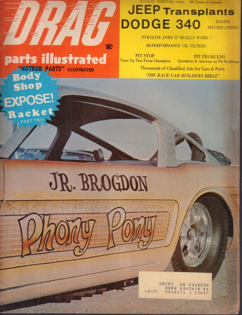 Drag Parts Illustrated Magazine Jeep Transplants Dodge August 1968 021218nonr