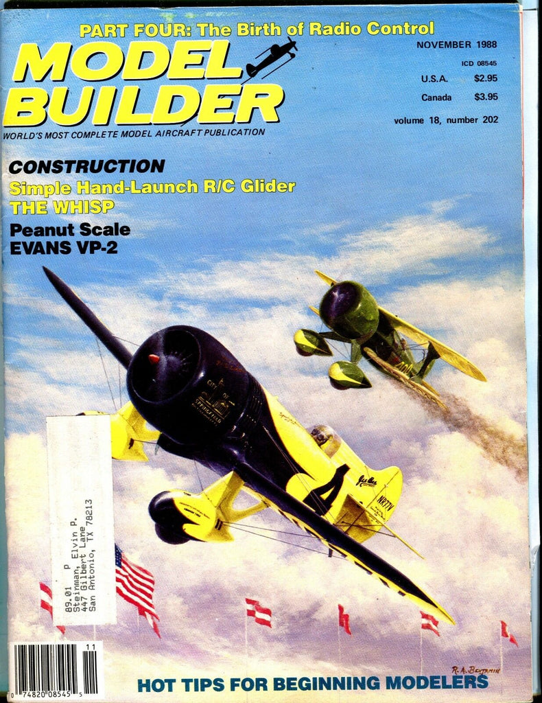 Model Builder Magazine November 1988 Birth Of Radio Control EX w/ML 041217nonjhe