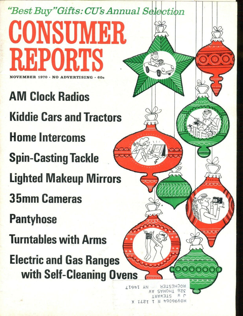 Consumer Reports Magazine November 1970 Clock Radios VGEX w/ML 020617jhe