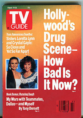 TV Guide Aug. 19-25 1989 Loretta Lynn Crystal Gayle Tony Dorsett EX 011516jhe