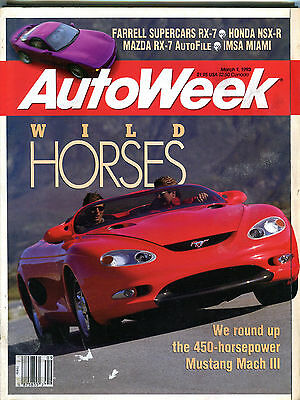 AutoWeek Magazine March 1 1993 450-Horsepower Mustang Mach III EX 011116jhe