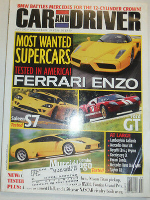 Car And Driver Magazine Ferrari Enzo & Saleen S7 July 2003 031115R