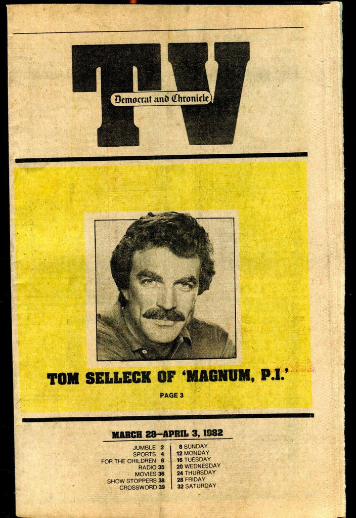 TV Democrat And Chronicle March 28-April 3 1982 Tom Selleck EX 021917jhe