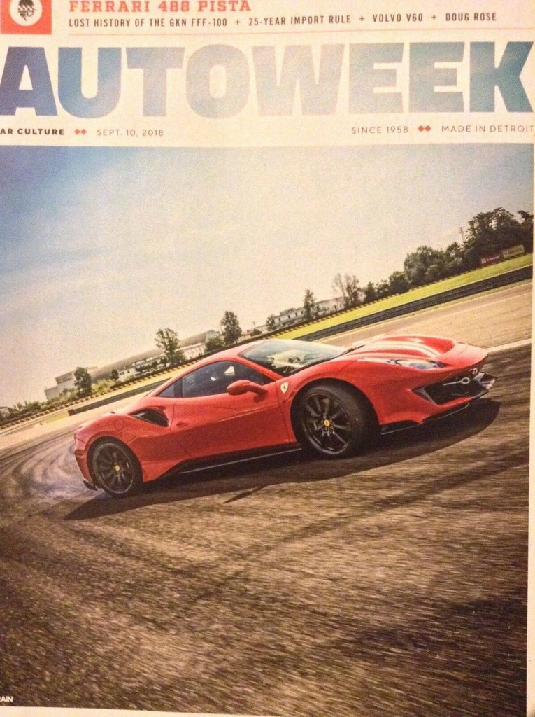 Autoweek Magazine Ferrari 488 Pista, GKN FFF-100 September 10, 2018 112618nonrh
