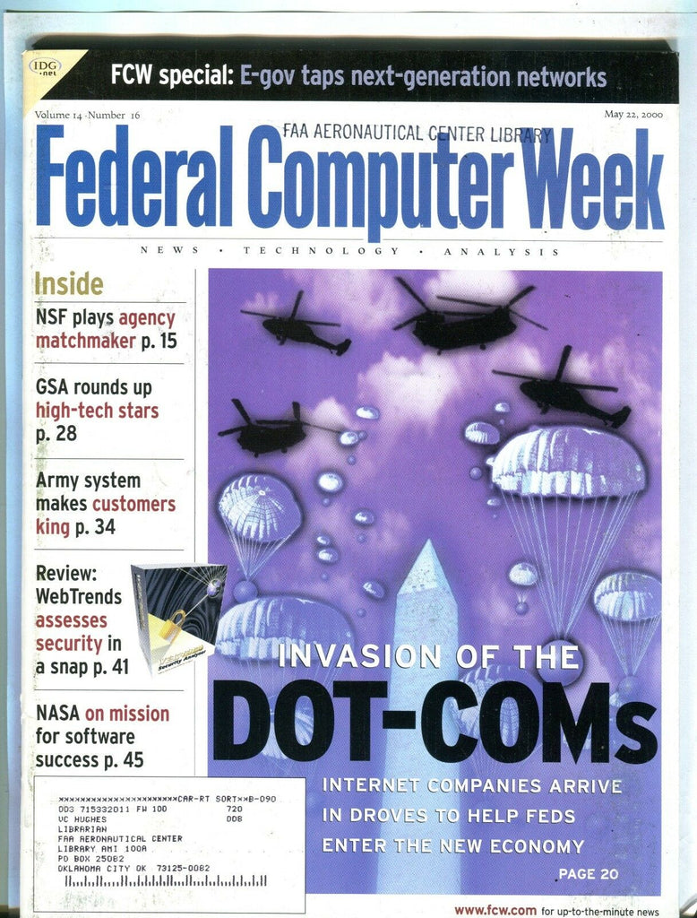 Federal Computer Week Magazine May 22 2000 EX w/ML FAA Library 102016jhe