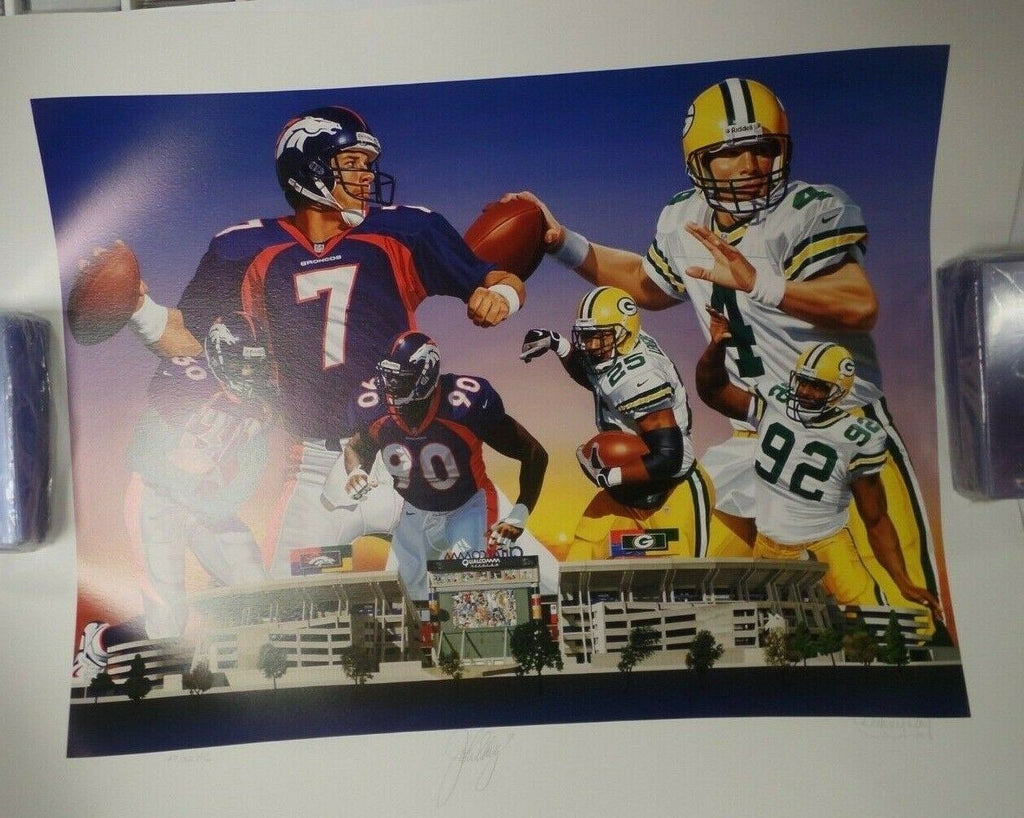 John Elway Danny Day Signed Super Bowl XXXII Honorary Copy 23/32 Print 23x28"