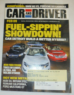 Car And Driver Magazine Fuel Sippin Showdown & BMW M3 February 2009 020615R