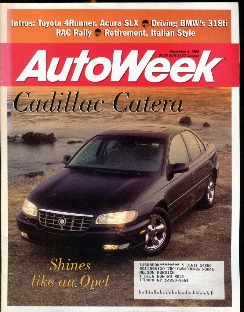 AutoWeek Magazine December 4 1995 Cadillac Catera EX w/ML 022317nonjhe