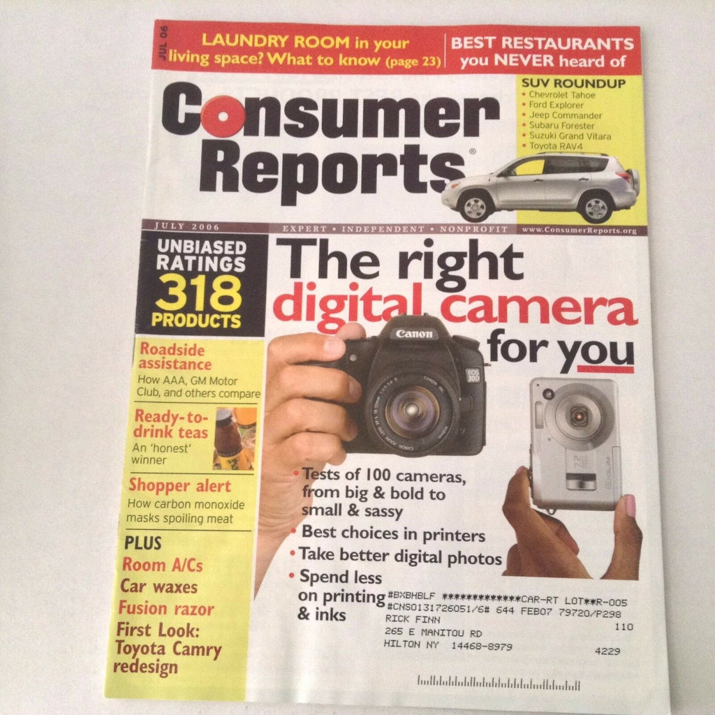 Consumer Reports Magazine The right Digital Camera July 2006 060517nonrh