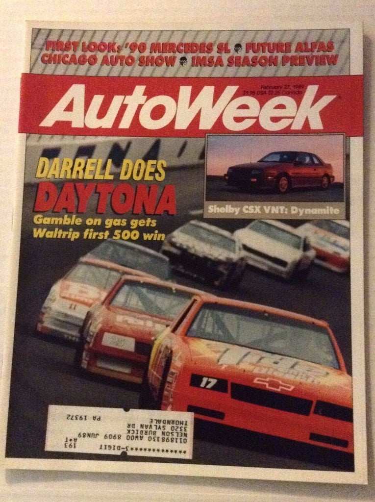 Autoweek Magazine Darrell Waltrip Does Daytona February 27, 1989 011717RH