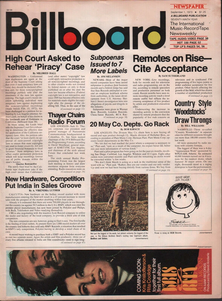 Billboard September 1 1973 Kris Kristofferson, Rita Coolidge 062817nonDBE
