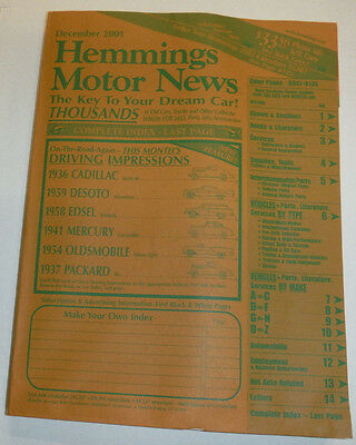 Hemmings Motor News Magazine 1936 Cadillac 1959 Desoto December 2001 022315r2