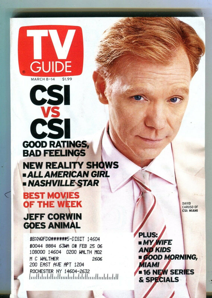 TV Guide Magazine March 8-14 2003 David Casruso EX w/ML 100616jhe