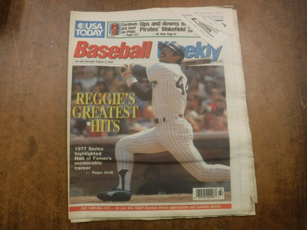 Baseball Weekly Newspaper Jul 28-Aug 3 1993 Reggie Jackson EX No ML 022117nonjhe