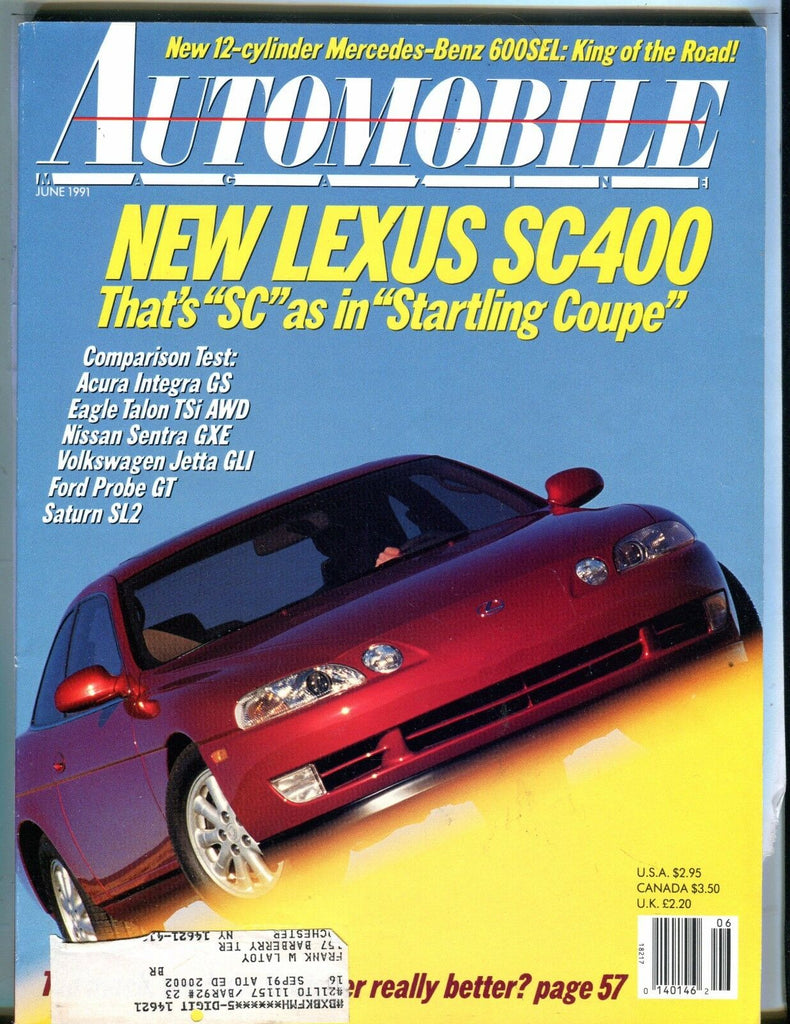 Automobile Magazine June 1991 Lexus SC400 EX w/ML 042617nonjhe