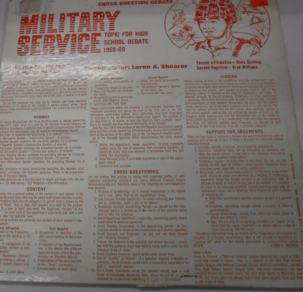 Military Service Cross Question Debate 33RPM 22875 102916LLE