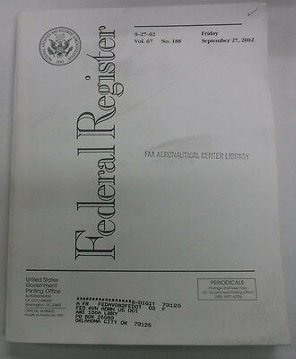 Federal Register Magazine September 27, 2002 Vol.67 No.188 FAL 081915R2