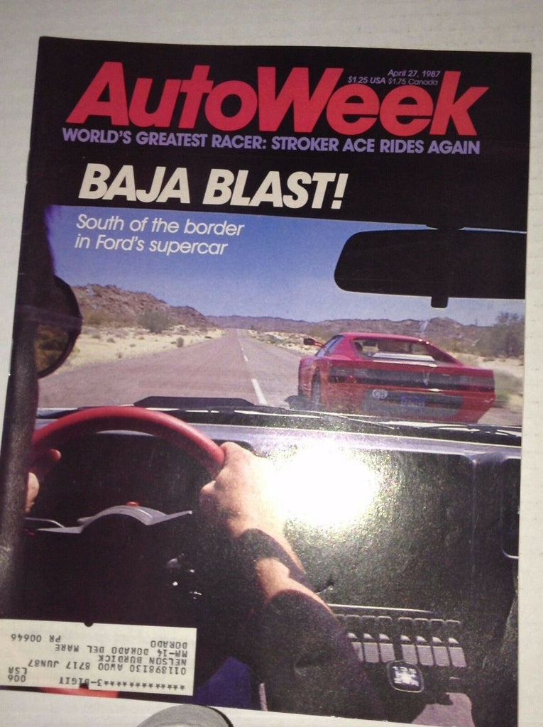 Autoweek Magazine Baja Blast Ford Supercar April 27, 1987 011717RH