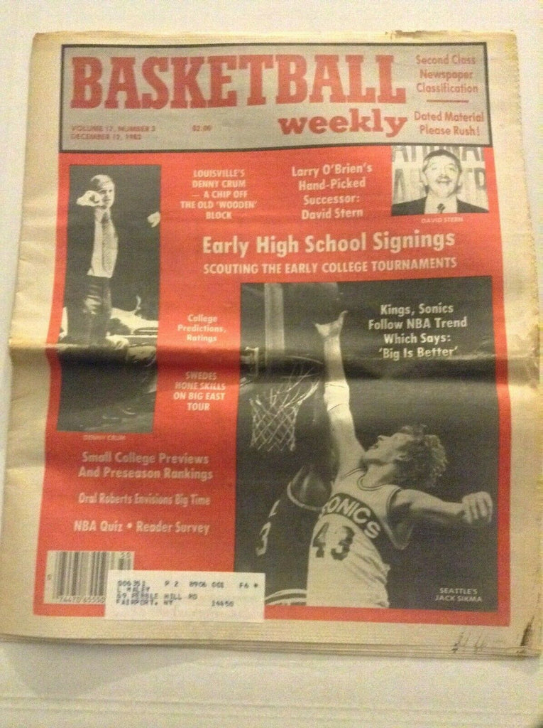 Basketball Weekly Jack Sikma Larry O' Brien December 12, 1983 091119nonrh