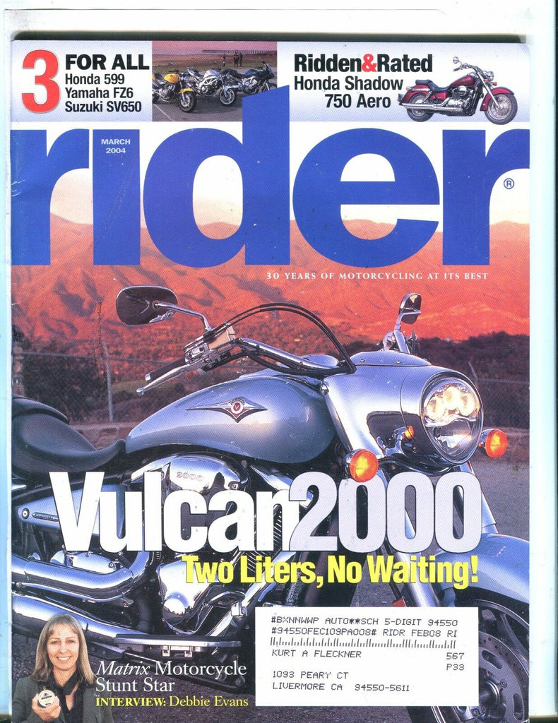 Rider Magazine March 2004 Debbie Evans EX w/ML 050717nonjhe