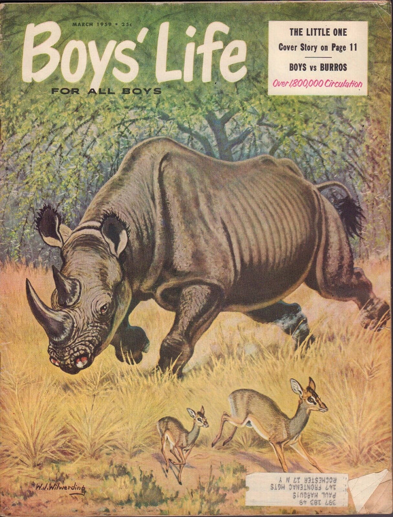 Boy's Life March 1959 Rhino w/ML 011617DBE