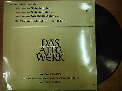 33 RPM Vinyl Philipp Bach Sinfonie Ddur Das Alte Werk Telefunken Rec LP 022415SM