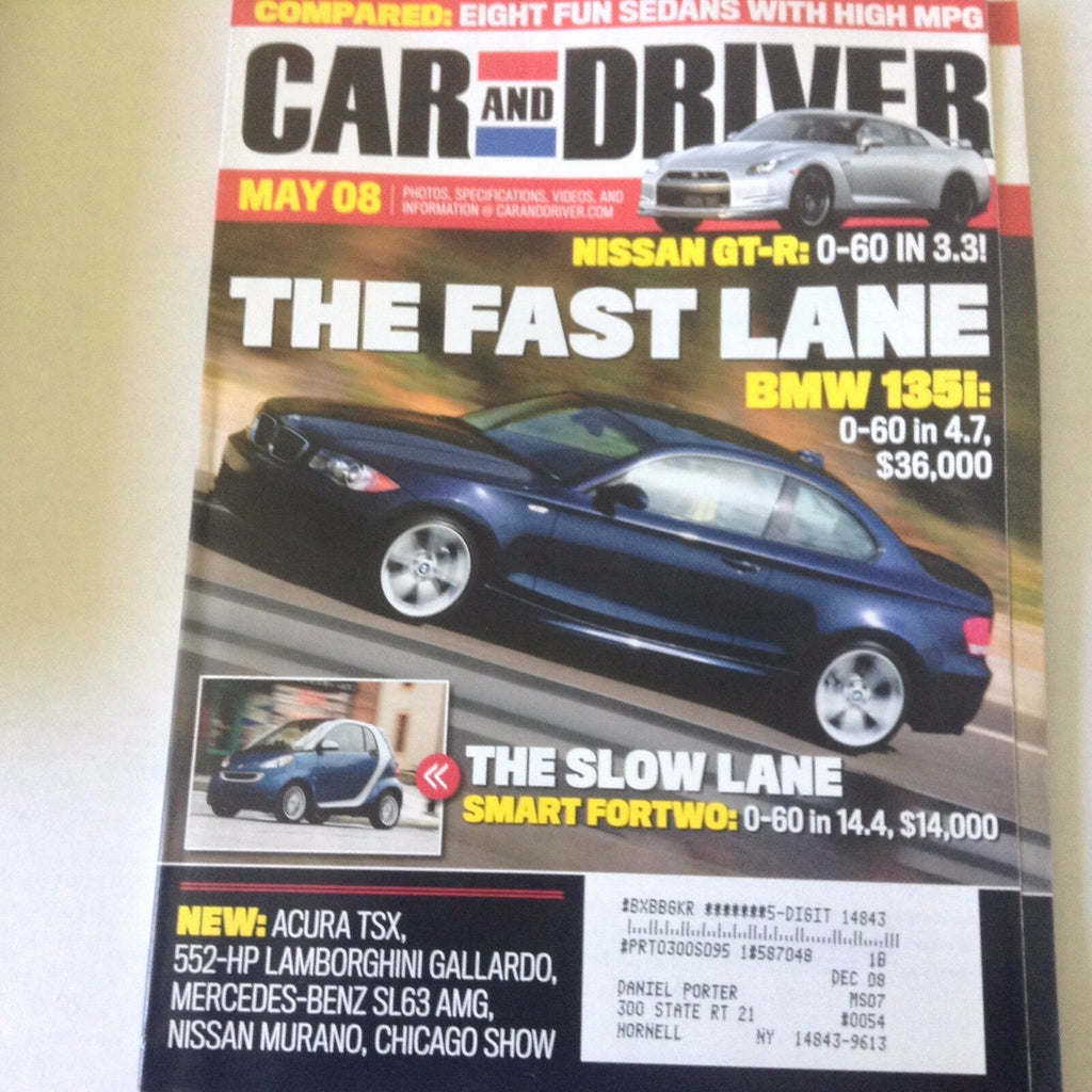 Car And Driver Magazine Nissan GT-R BMW 135i May 2008 060717nonrh