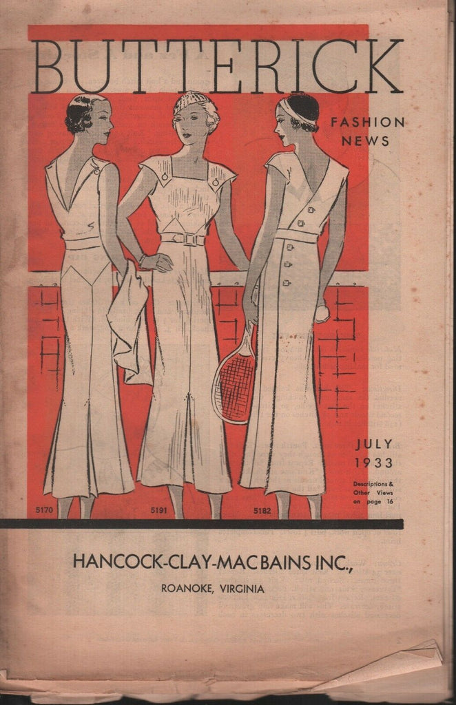 Butterrick Fashion News July 1933 Hancock-Clay-Macbains INC 111418AME