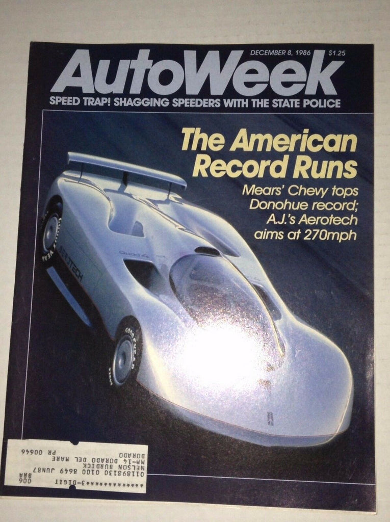 Autoweek Magazine Mears' Chevy Tops Donohue Record December 8, 1986 011717RH