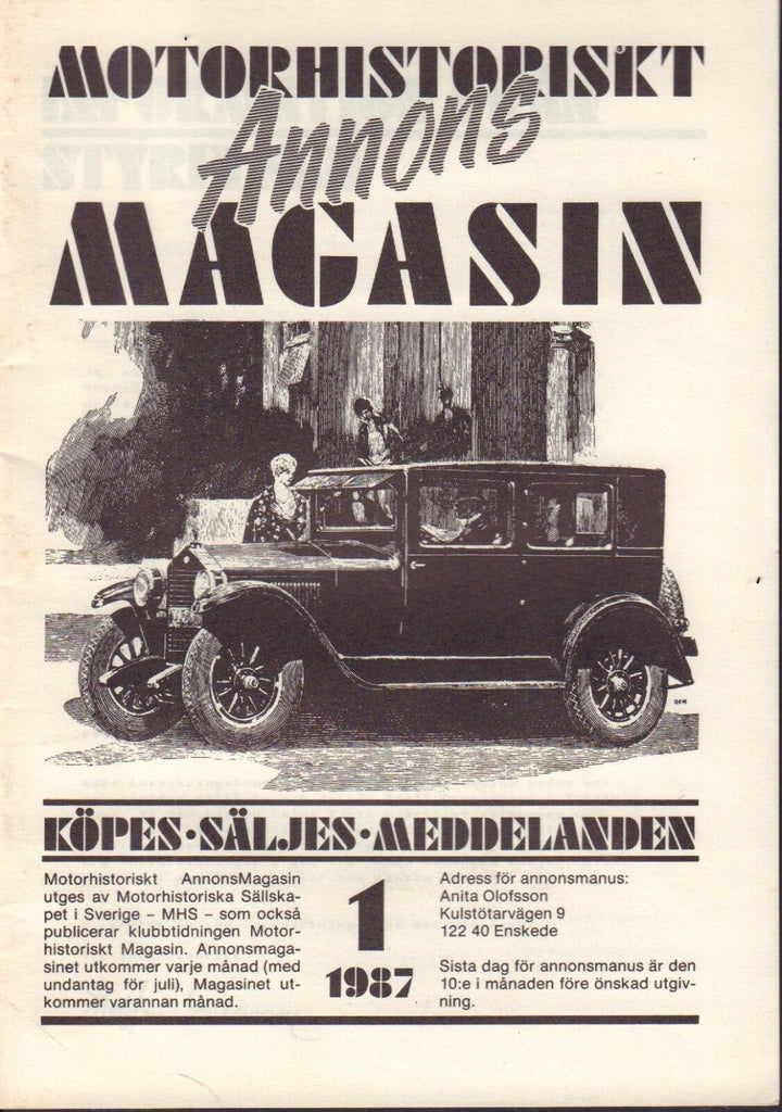 Motorhistoriskt Magasin Annons Lot of 6, Including #1 1987 Swedish 030917nonDBE
