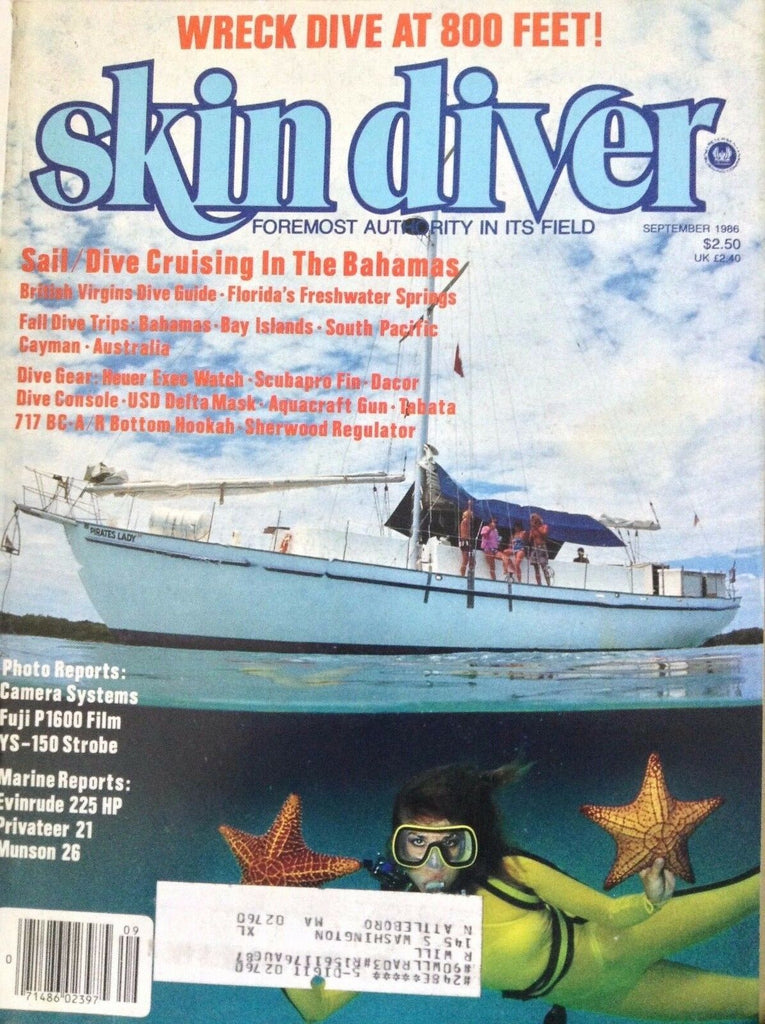 Skin Diver Magazine Sail/Dive Cruising The Bahamas September 1986 090717nonrh