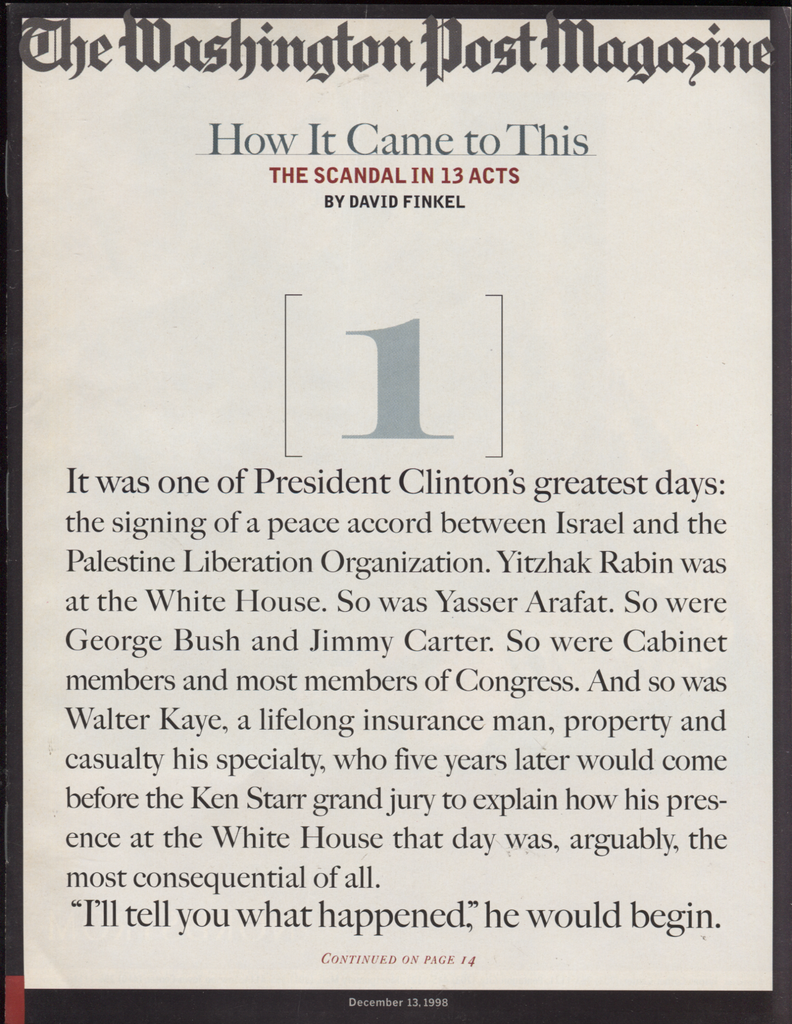 The Washington Post Magazine December 13 1998 Bill Clinton Scandal 050620DBE