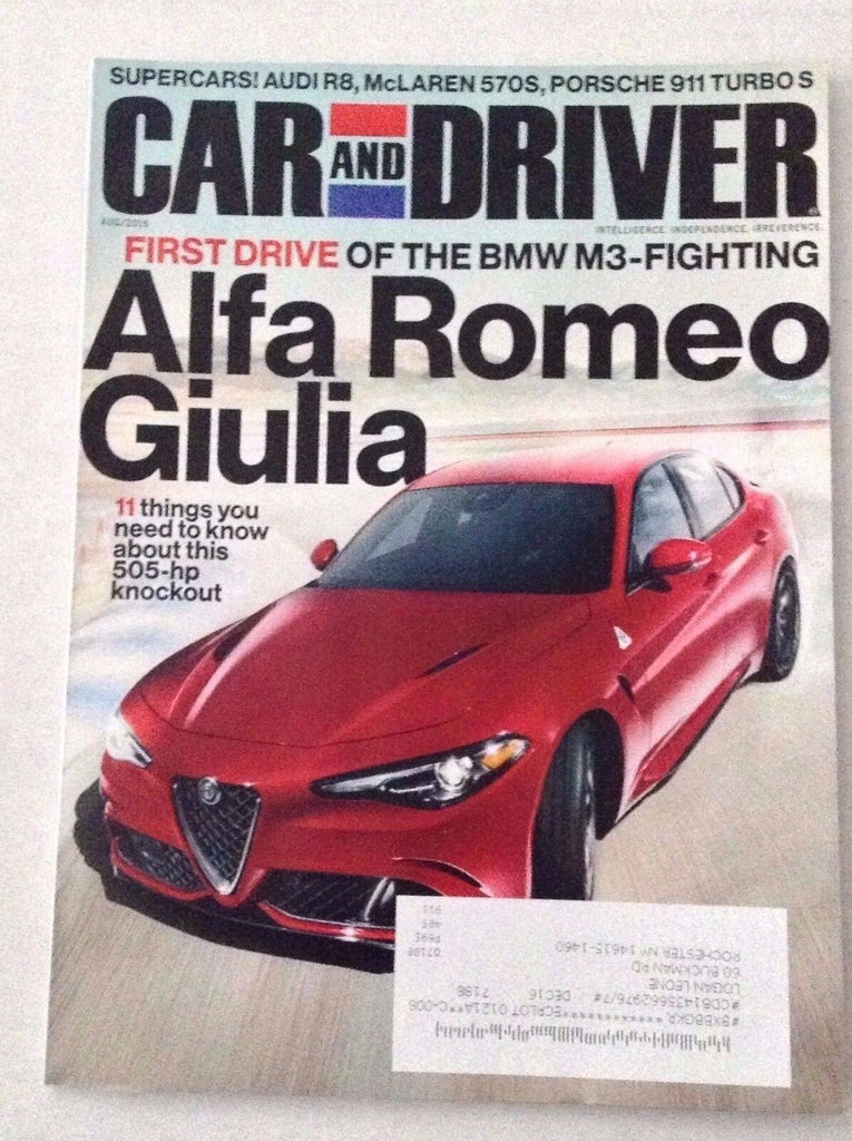 Car And Driver Magazine Alfa Romeo Giulia August 2016 121916rh