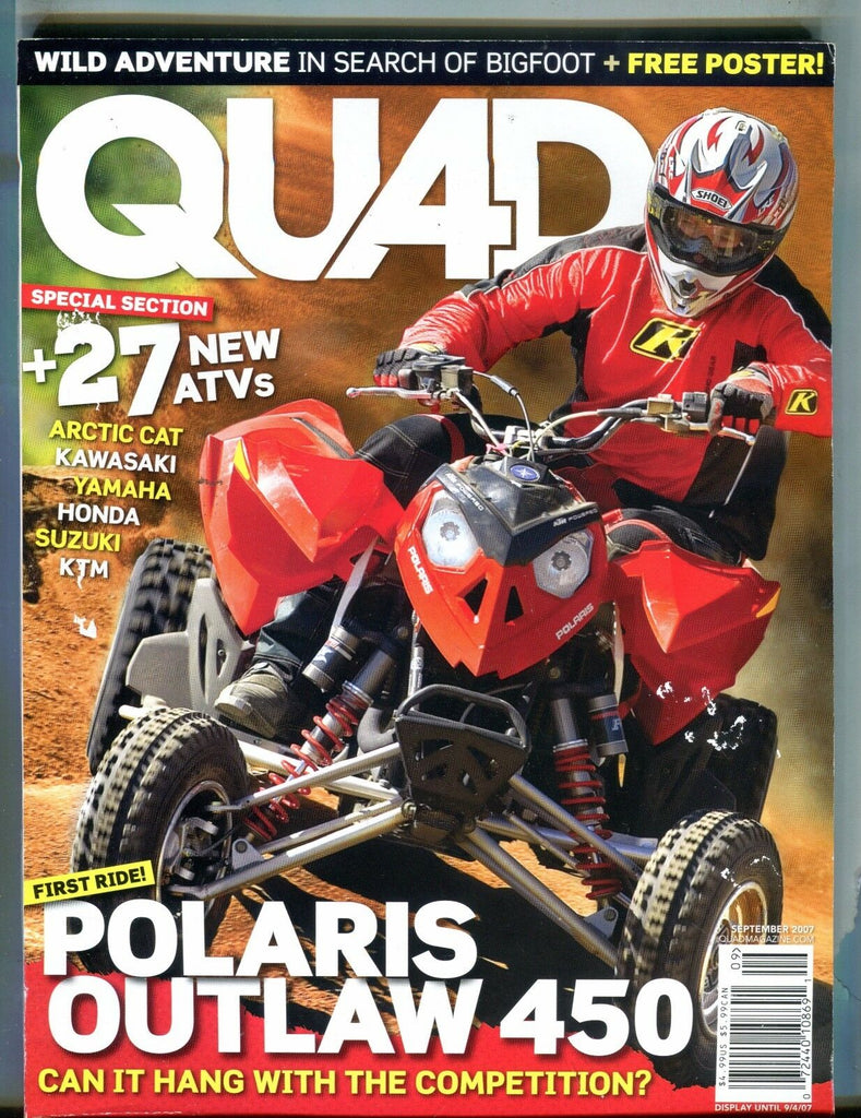 Quad Magazine September 2007 Polaris Outlaw 450 EX No ML 032217nonjhe