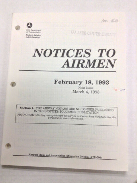 Notices To Airmen Magazine Intersection Departures February 18, 1993 022217R