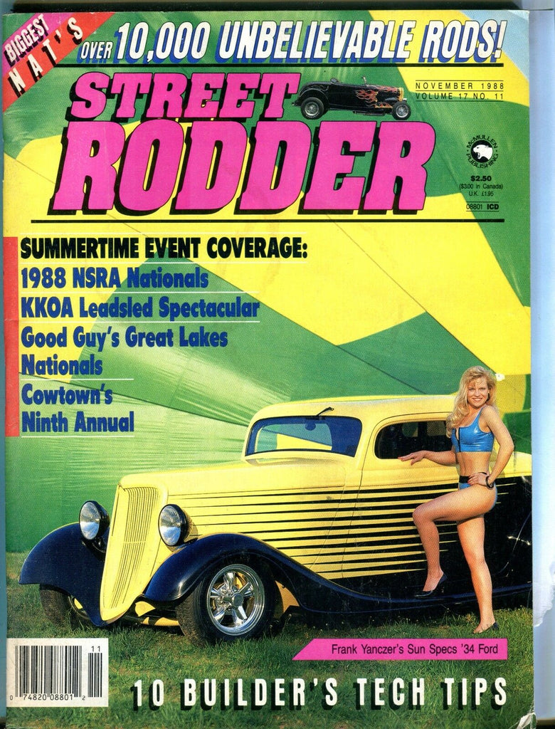 Street Rodder Magazine November 1988 Frank Yanczer VG No ML 042017nonjhe