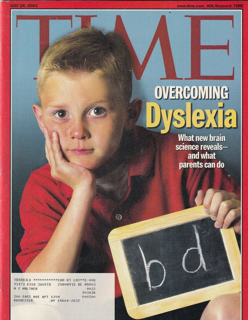 Time Mag Overcoming Dyslexia July 28, 2003 102319nonr