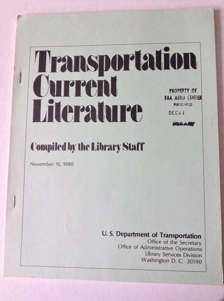 Transportation Current Literature Magazine November 15, 1980 FAL 050517nonrh