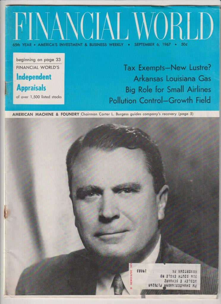 Financial World Mag Carter L. Burgess Guides September 6, 1967 032920nonrh