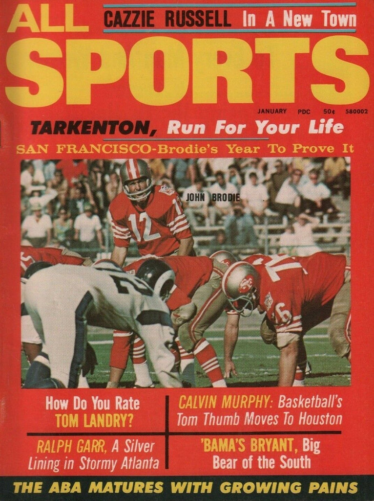 All Sports January 1972 John Brodie Tom Landry Calvin Murphy 052019DBE