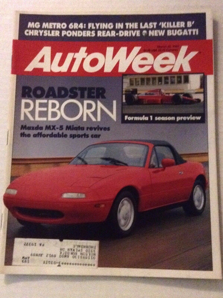Autoweek Magazine Mazda MX-5 Miata Revive March 20, 1989 011617rh