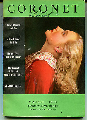Coronet Magazine March 1940 Great pics/stories w/writing VGEX 121815jhe2