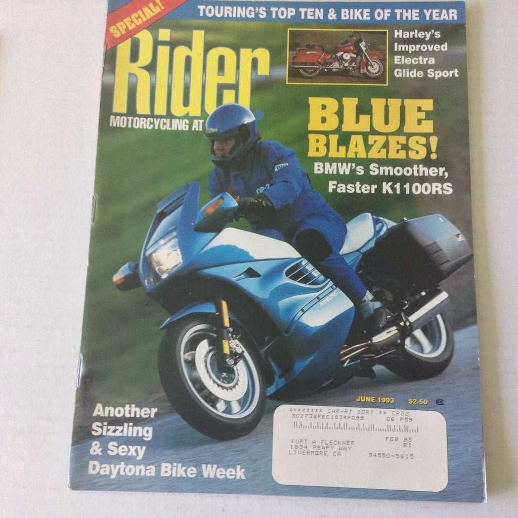 Rider Magazine BMW Faster K1100RS Harley Glife Sport June 1993 060117nonrh2